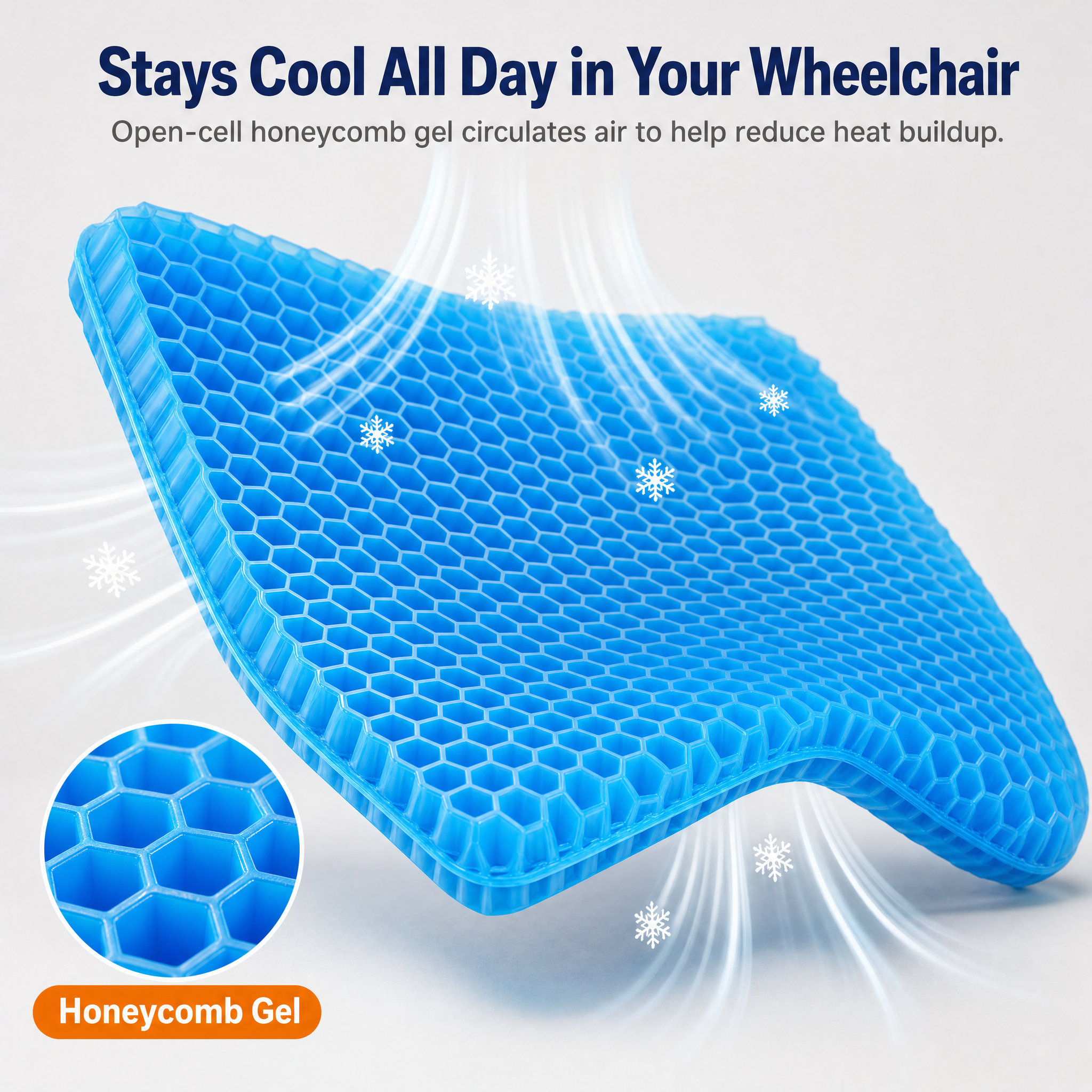 GridRelief™ Honeycomb 100% Gel Wheelchair Cushion